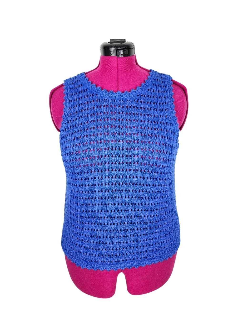 Gap Blue 100% Cotton Crochet Vest Top Size M
